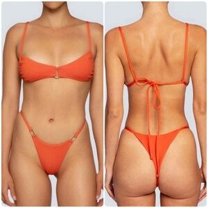 Orange Bralette High Cut Cheeky Bikini Set